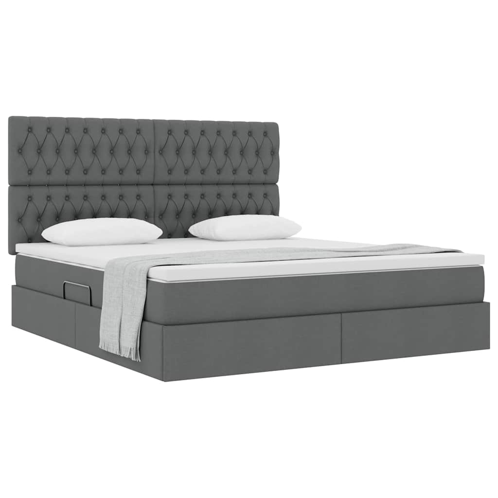 Opslag bed met matras Donkergrijs 160 x 200 cm Polyester is nu te koop bij PeponiXL, paradijselijk wonen!