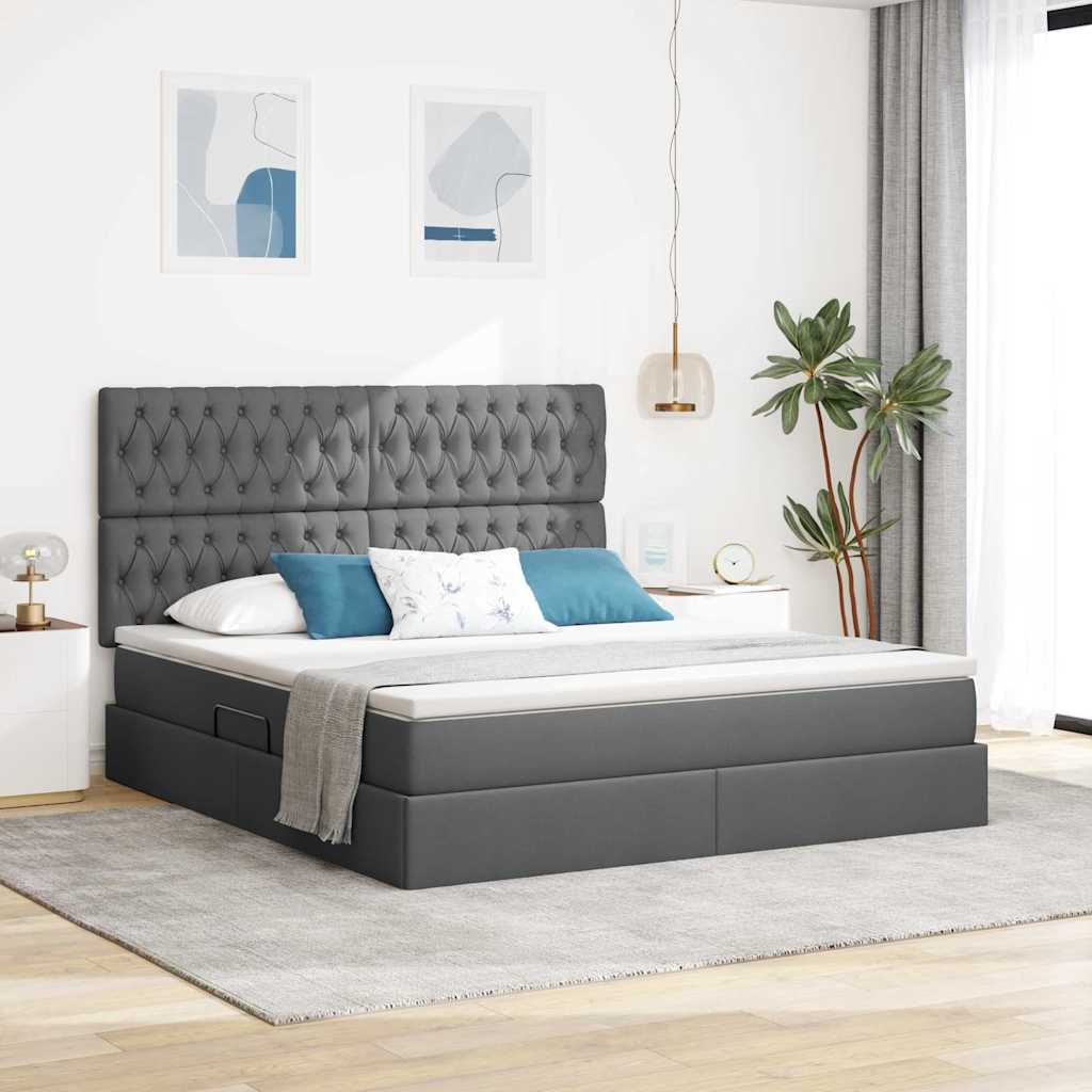 Opslag bed met matras Donkergrijs 180 x 200 cm Polyester is nu te koop bij PeponiXL, paradijselijk wonen!
