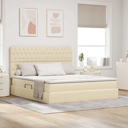 Opslag bed met matras met matras Crème 180 x 200 cm Polyester is nu te koop bij PeponiXL, paradijselijk wonen!