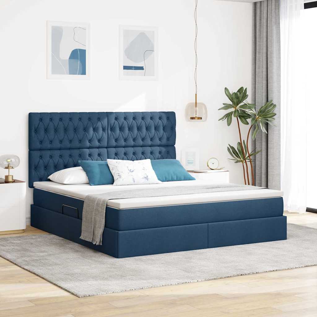 Opslag bed met matras met matras Blauw 180 x 200 cm Polyester is nu te koop bij PeponiXL, paradijselijk wonen!