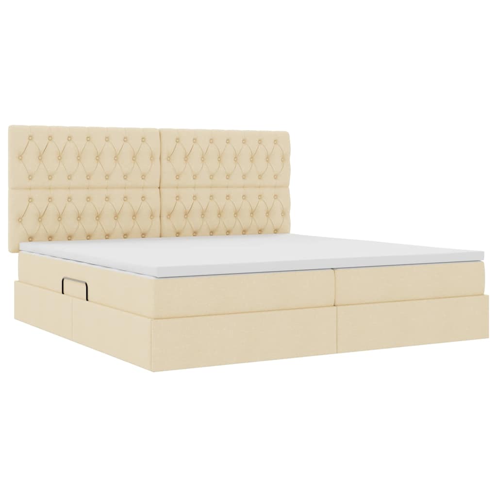 Opslag bed met matras met matras Crème 200 x 200 cm Polyester is nu te koop bij PeponiXL, paradijselijk wonen!