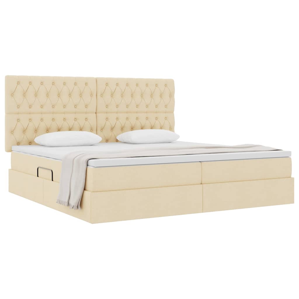 Opslag bed met matras met matras Crème 200 x 200 cm Polyester is nu te koop bij PeponiXL, paradijselijk wonen!