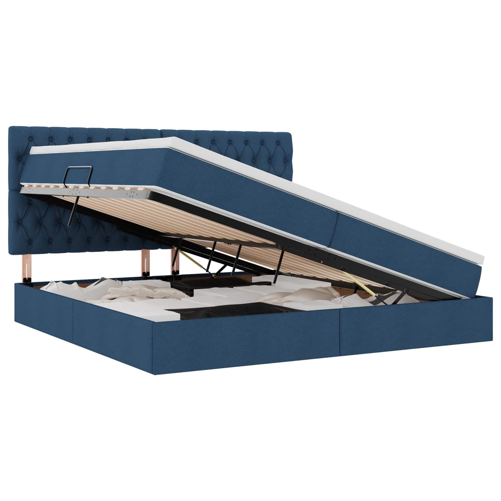 Opslag bed met matras met matras Blauw 200 x 200 cm Polyester is nu te koop bij PeponiXL, paradijselijk wonen!