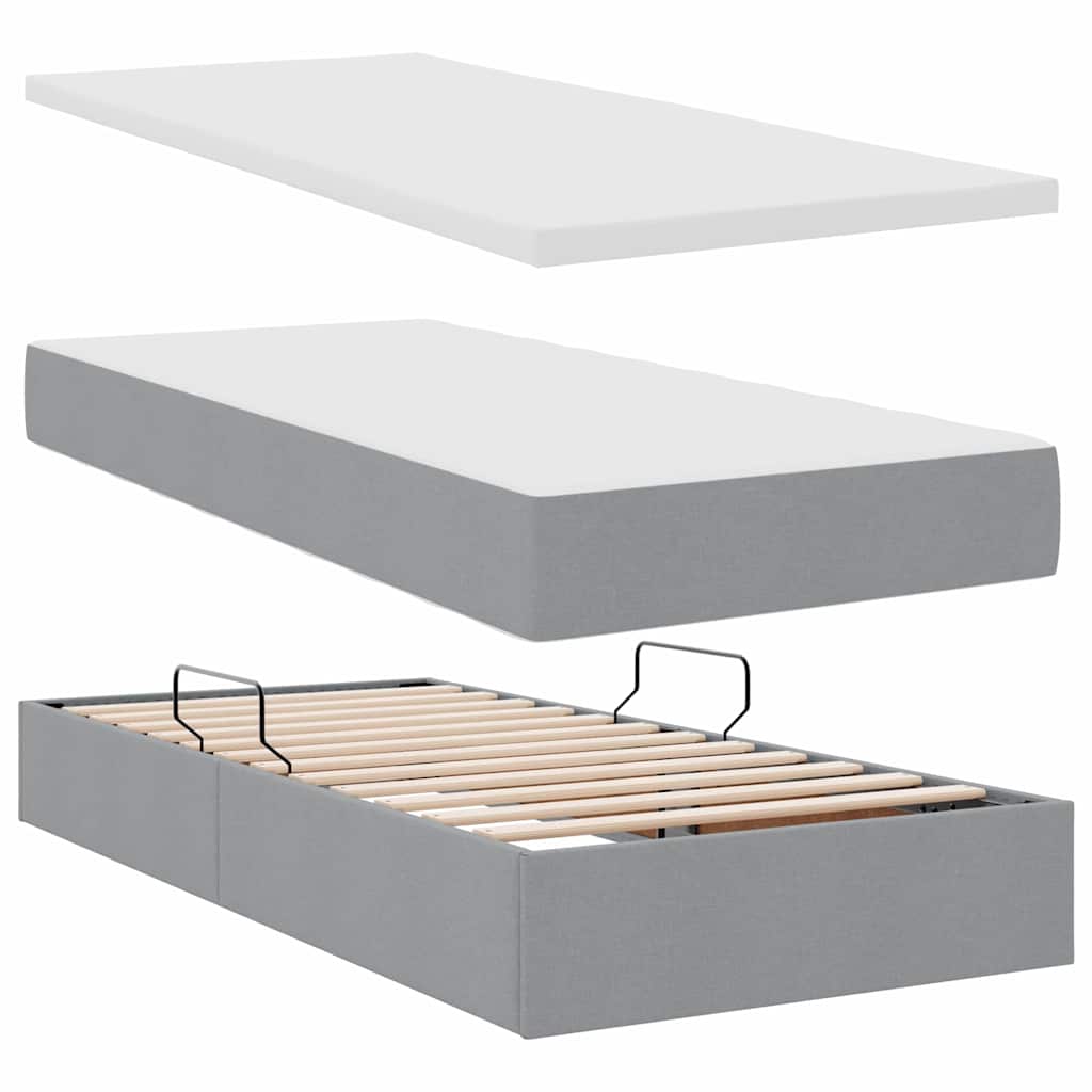 Opslag bed met matras Lichtgrijs 90 x 200 cm Polyester is nu te koop bij PeponiXL, paradijselijk wonen!