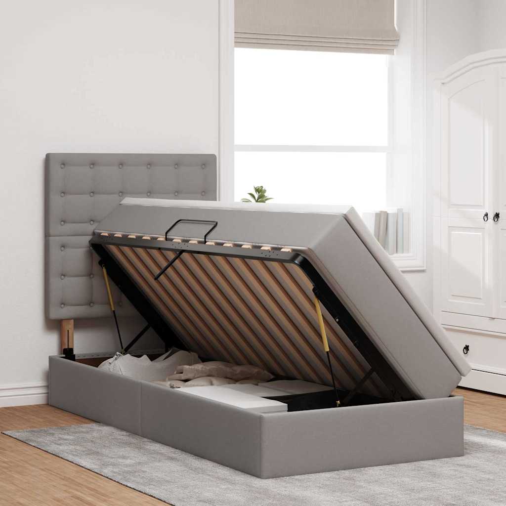 Opslag bed met matras met matras Taupe 90 x 200 cm Polyester is nu te koop bij PeponiXL, paradijselijk wonen!