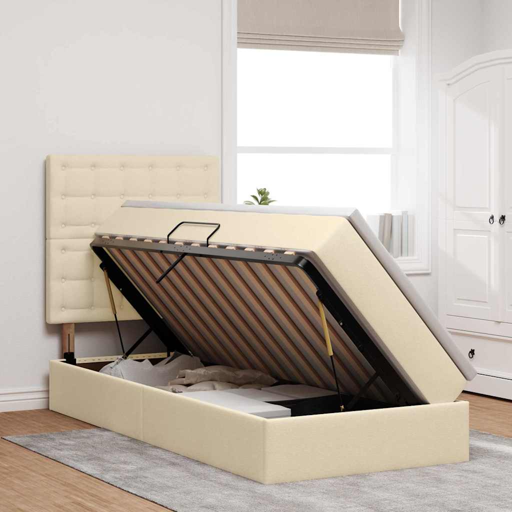 Opslag bed met matras met matras Crème 90 x 200 cm Polyester is nu te koop bij PeponiXL, paradijselijk wonen!