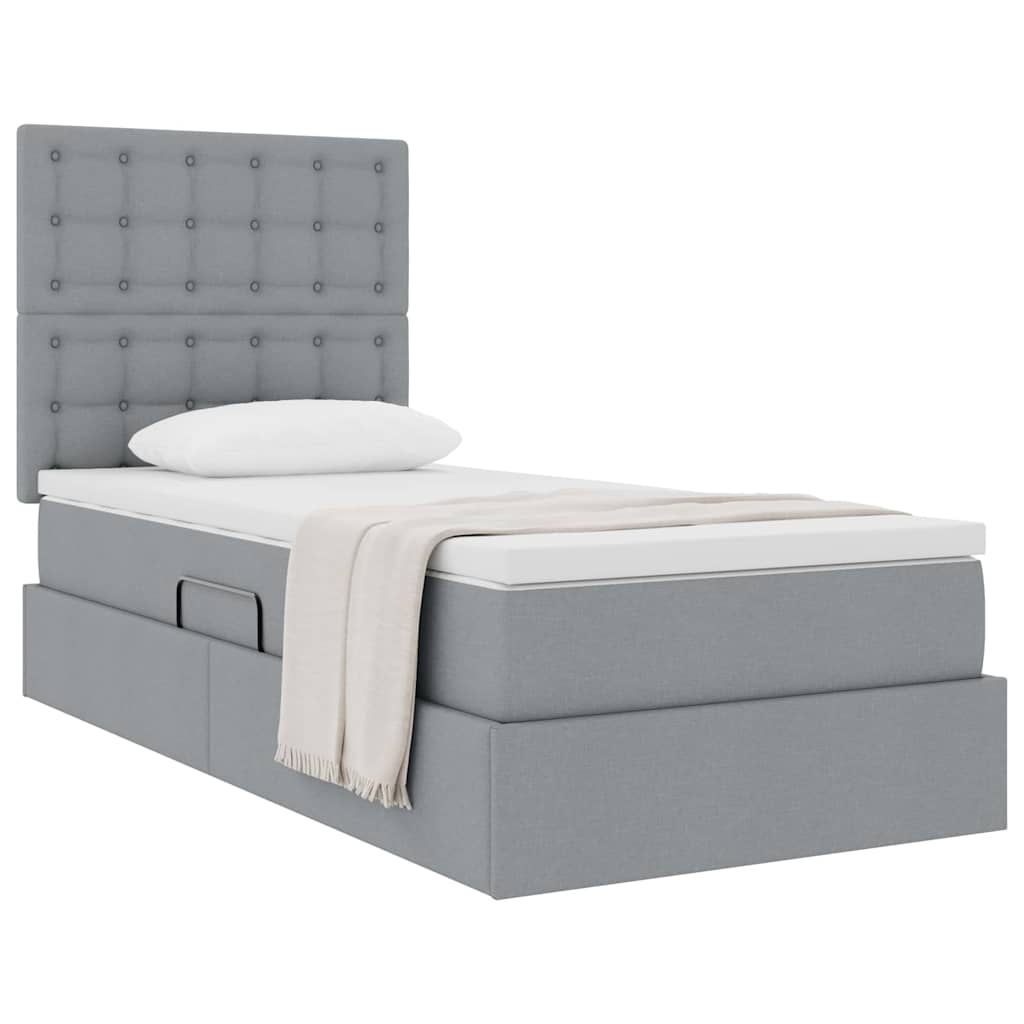 Opslag bed met matras Lichtgrijs 100 x 200 cm Polyester is nu te koop bij PeponiXL, paradijselijk wonen!