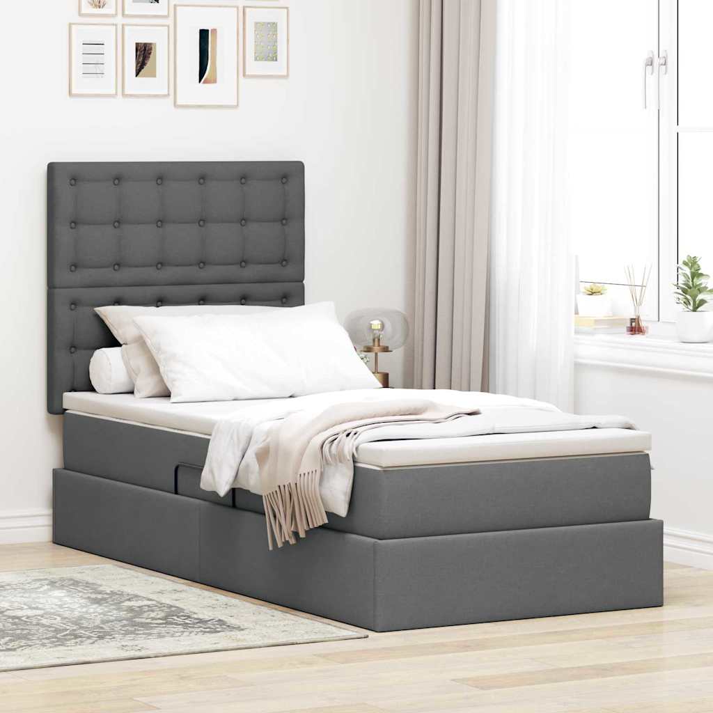Opslag bed met matras Donkergrijs 100 x 200 cm Polyester is nu te koop bij PeponiXL, paradijselijk wonen!
