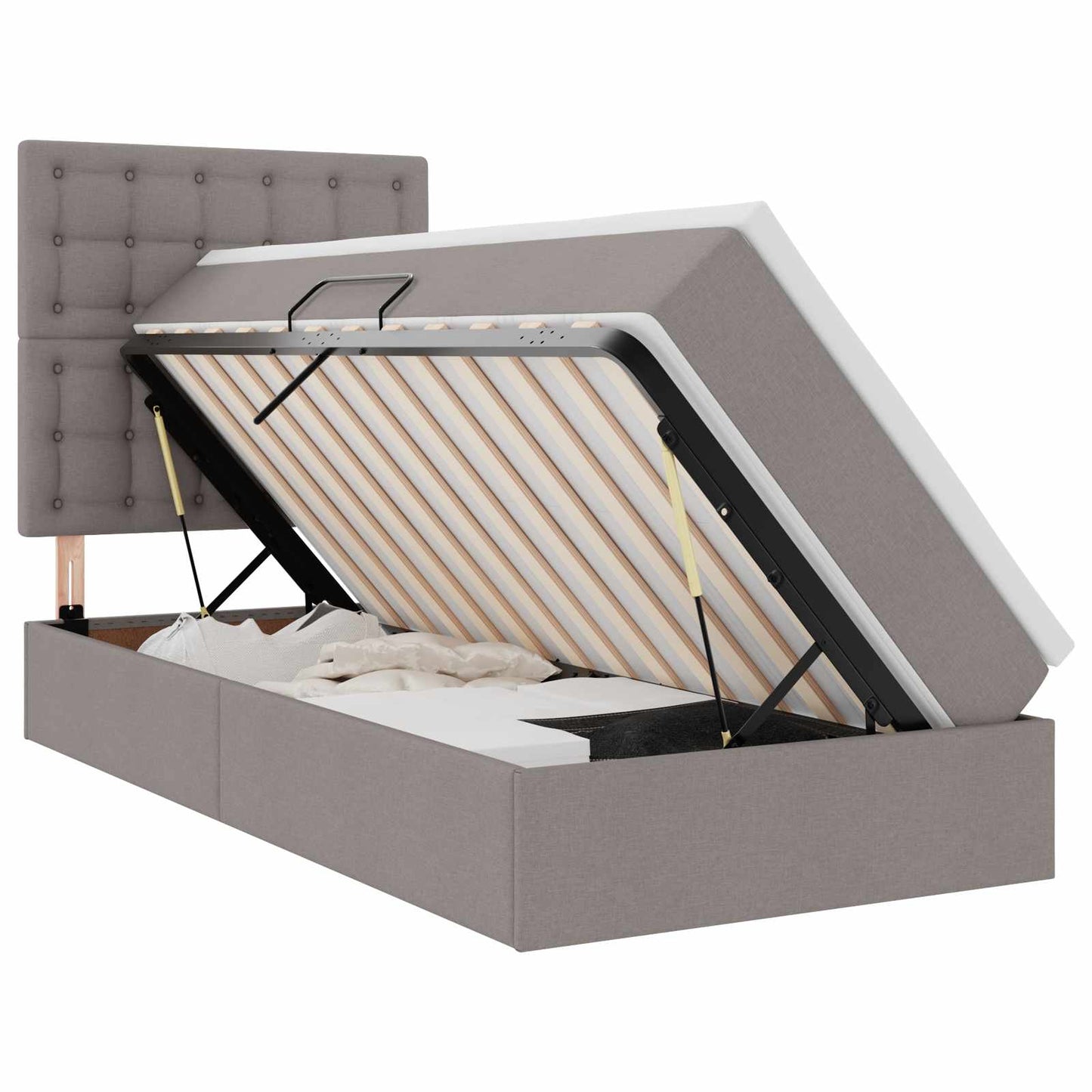 Opslag bed met matras met matras Taupe 100 x 200 cm Polyester is nu te koop bij PeponiXL, paradijselijk wonen!