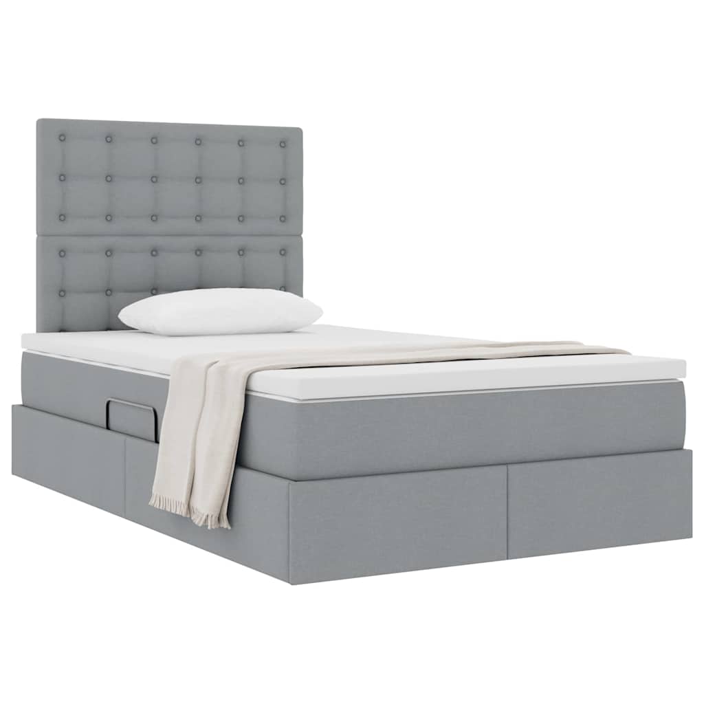 Opslag bed met matras met matras Lichtgrijs 120 x 190 cm Stof is nu te koop bij PeponiXL, paradijselijk wonen!