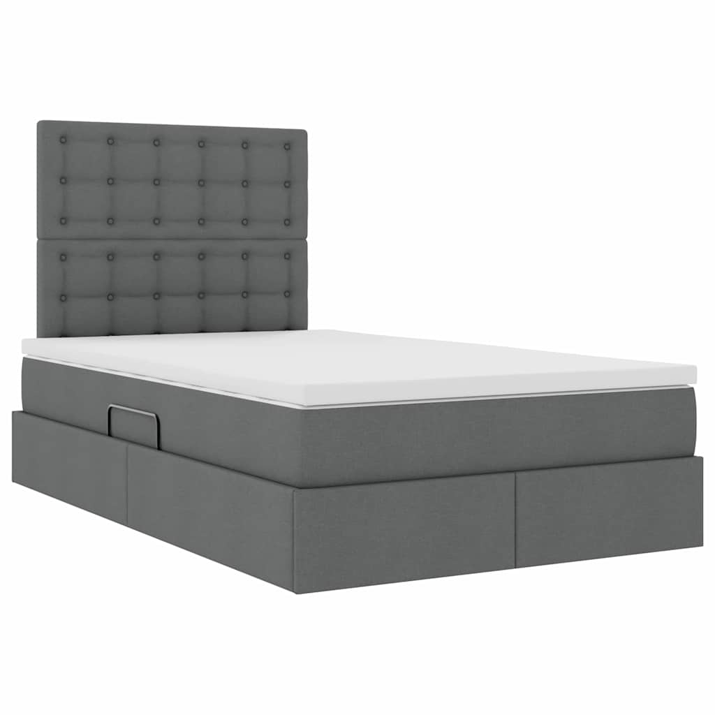 Opslag bed met matras met matras Donkergrijs 120 x 190 cm Stof is nu te koop bij PeponiXL, paradijselijk wonen!