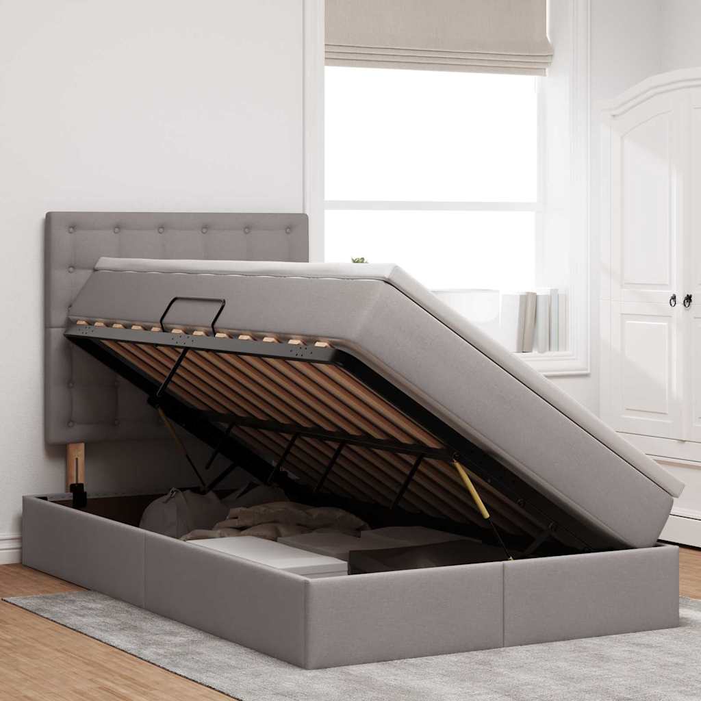 Opslag bed met matras met hoofdeinde Taupe 120 x 190 cm Stof