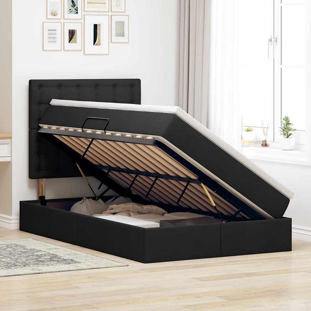 Opslag bed met matras met matras Zwart 120 x 200 cm Polyester is nu te koop bij PeponiXL, paradijselijk wonen!