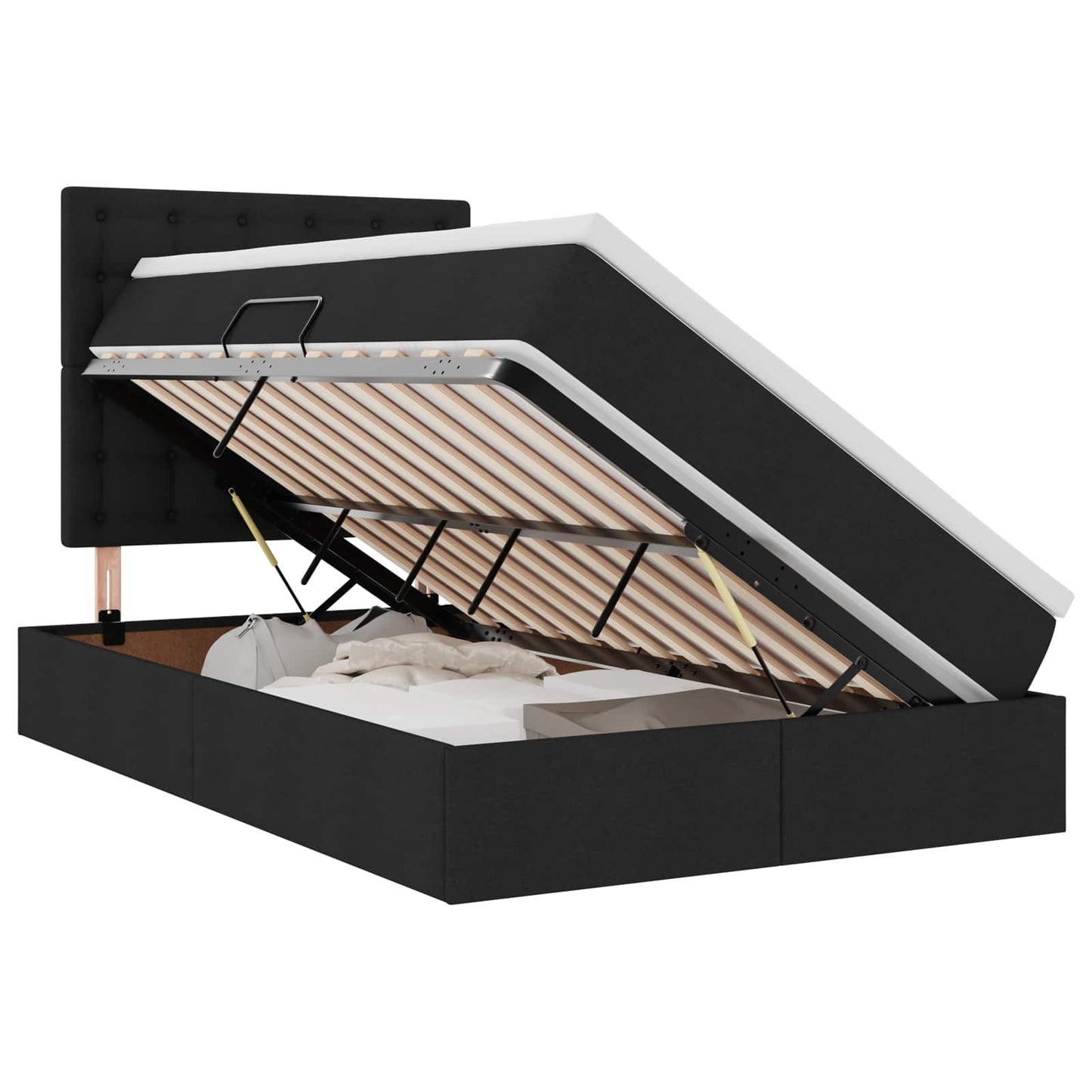 Opslag bed met matras met matras Zwart 120 x 200 cm Polyester is nu te koop bij PeponiXL, paradijselijk wonen!