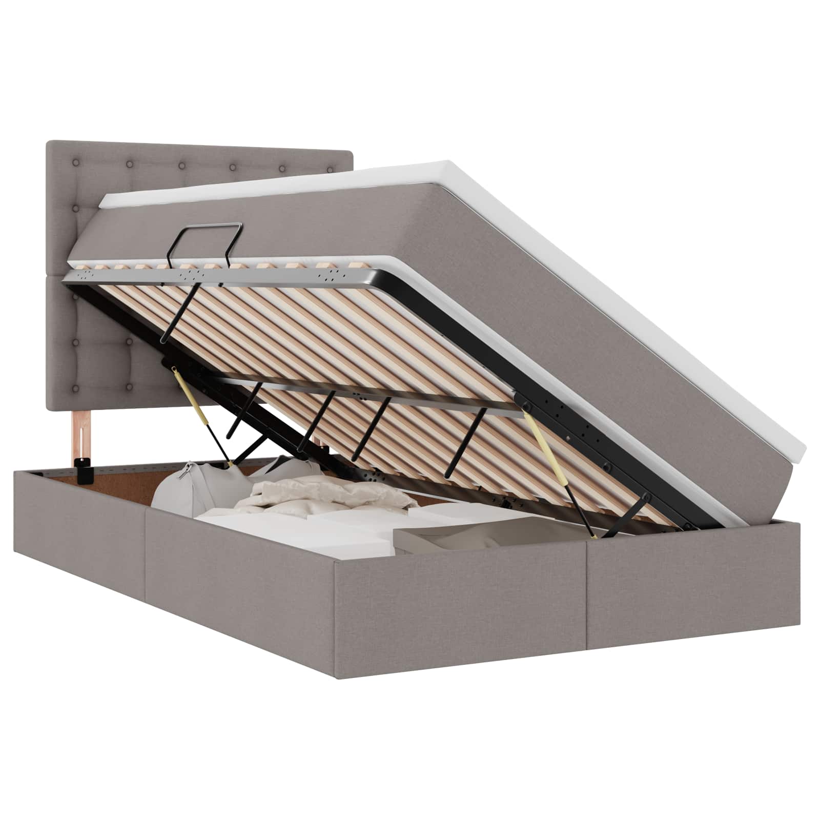 Opslag bed met matras met matras Taupe 120 x 200 cm Polyester is nu te koop bij PeponiXL, paradijselijk wonen!