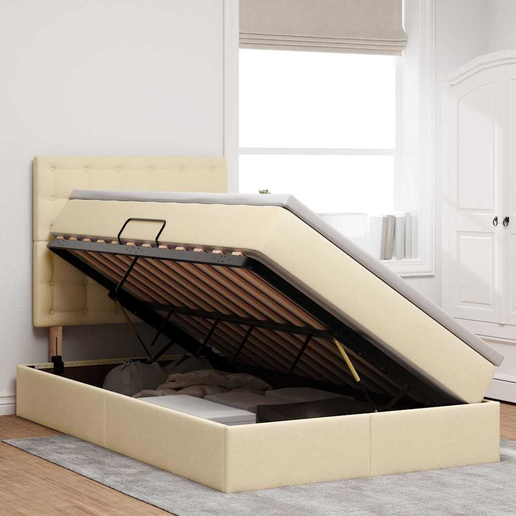Opslag bed met matras met matras Crème 120 x 200 cm Polyester is nu te koop bij PeponiXL, paradijselijk wonen!