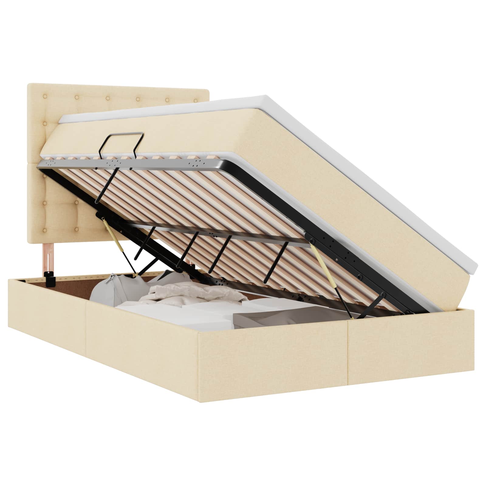 Opslag bed met matras met matras Crème 120 x 200 cm Polyester is nu te koop bij PeponiXL, paradijselijk wonen!