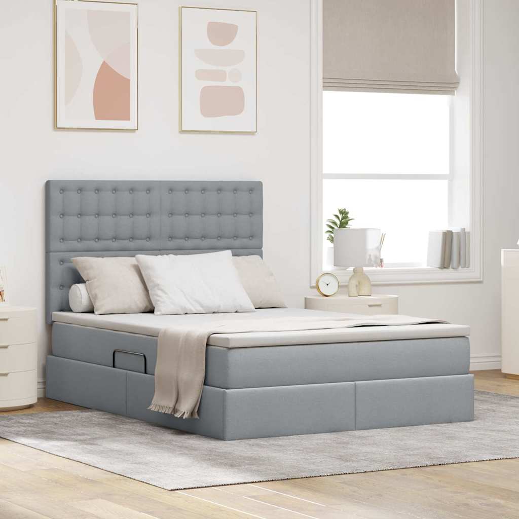 Opslag bed met matras Lichtgrijs 140 x 190 cm Polyester is nu te koop bij PeponiXL, paradijselijk wonen!
