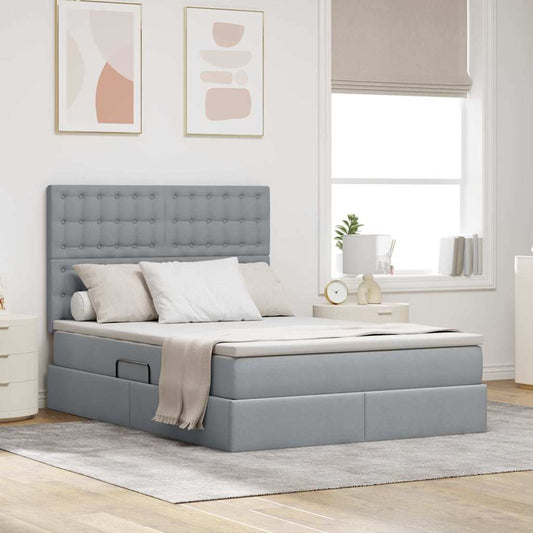 Opslag bed met matras Lichtgrijs 140 x 190 cm Polyester is nu te koop bij PeponiXL, paradijselijk wonen!