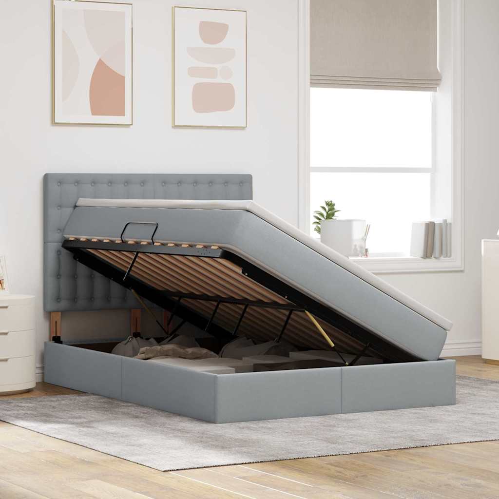 Opslag bed met matras Lichtgrijs 140 x 190 cm Polyester is nu te koop bij PeponiXL, paradijselijk wonen!