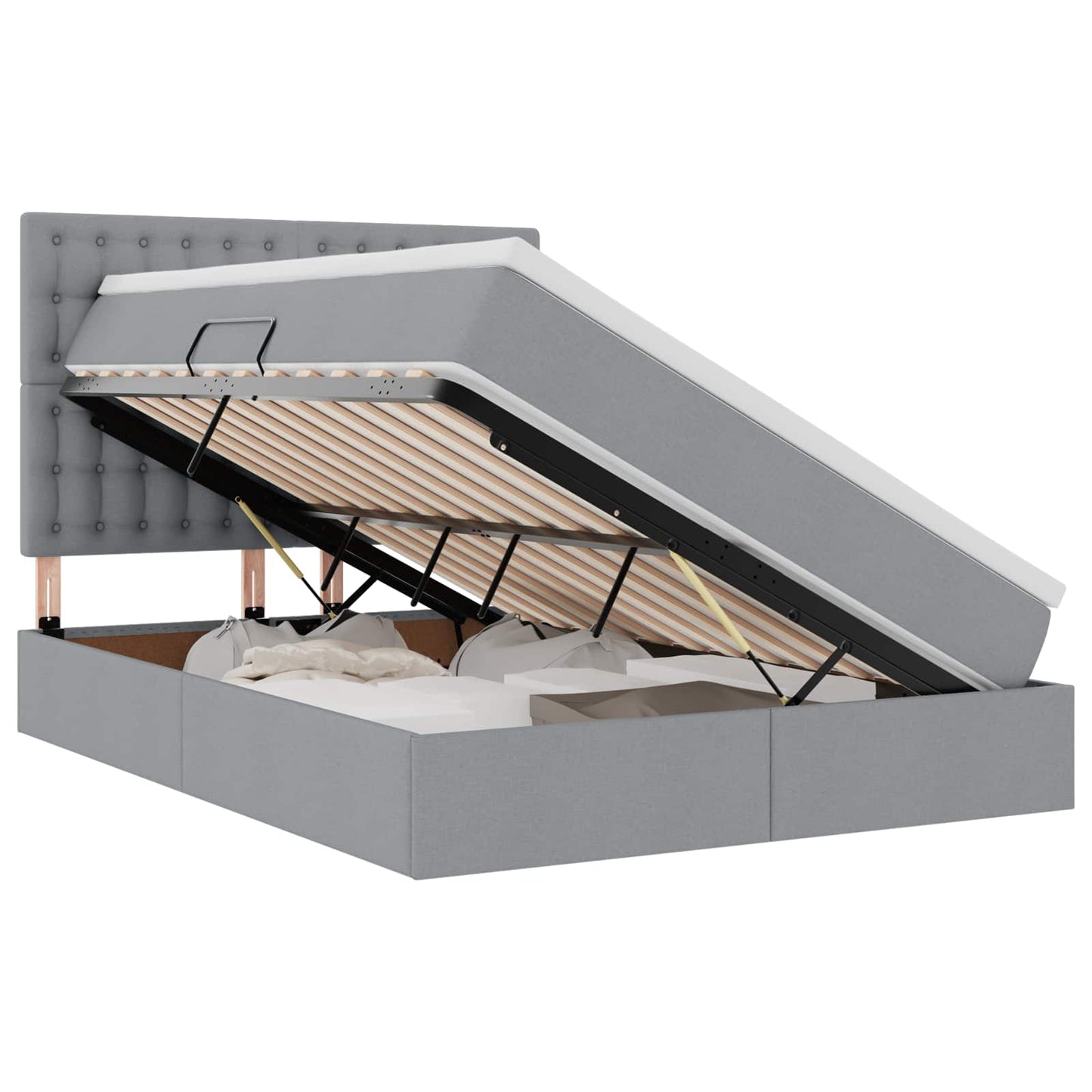 Opslag bed met matras Lichtgrijs 140 x 190 cm Polyester is nu te koop bij PeponiXL, paradijselijk wonen!