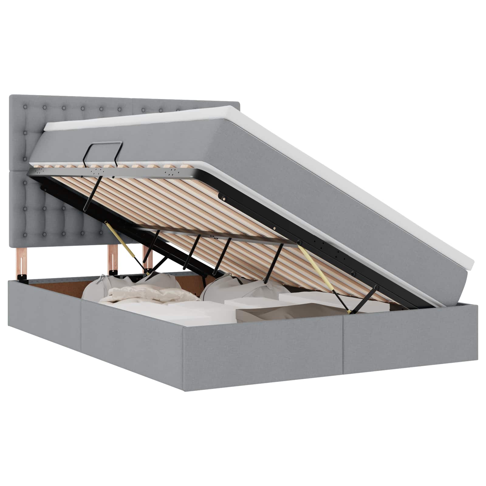 Opslag bed met matras Lichtgrijs 140 x 190 cm Polyester is nu te koop bij PeponiXL, paradijselijk wonen!