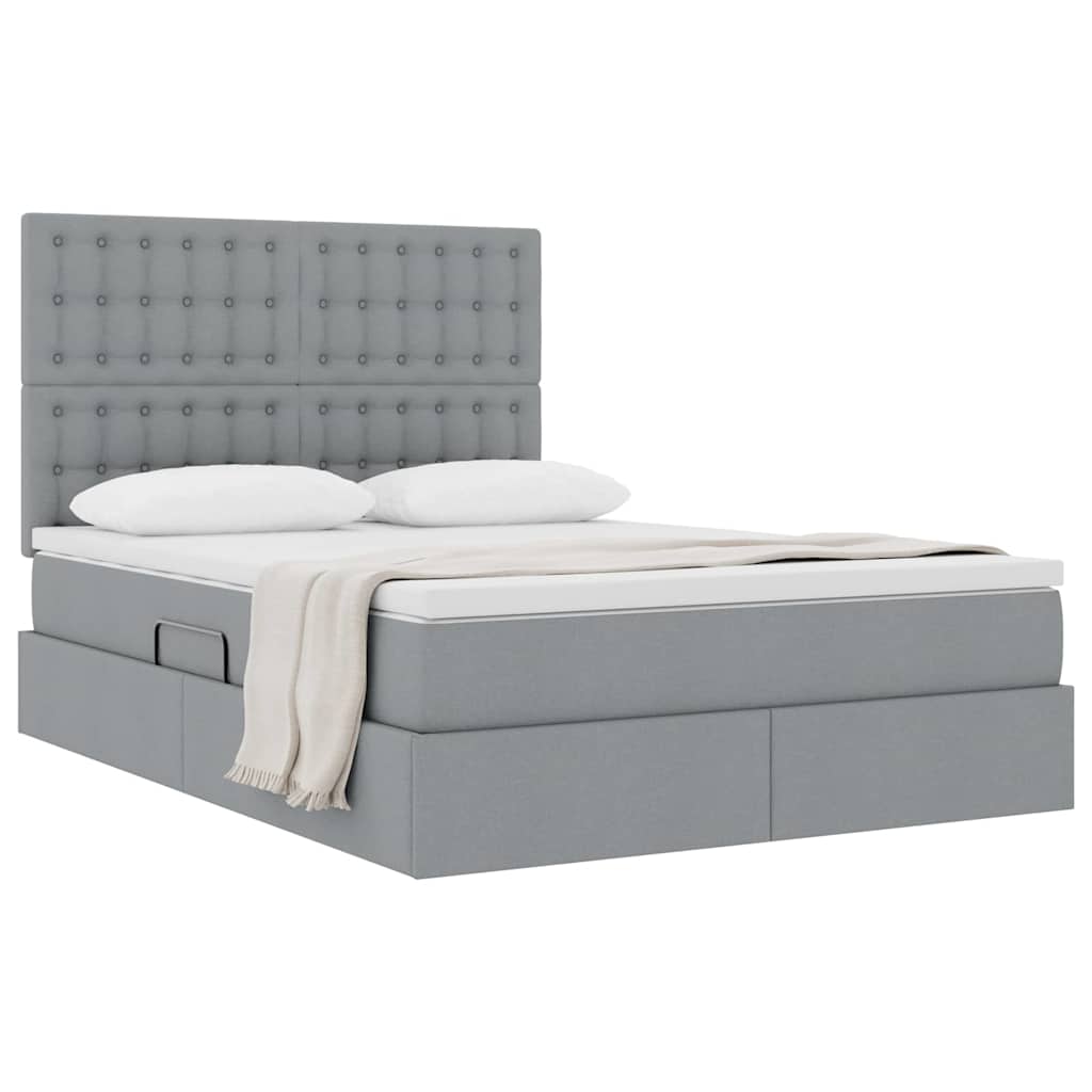 Opslag bed met matras Lichtgrijs 140 x 190 cm Polyester is nu te koop bij PeponiXL, paradijselijk wonen!