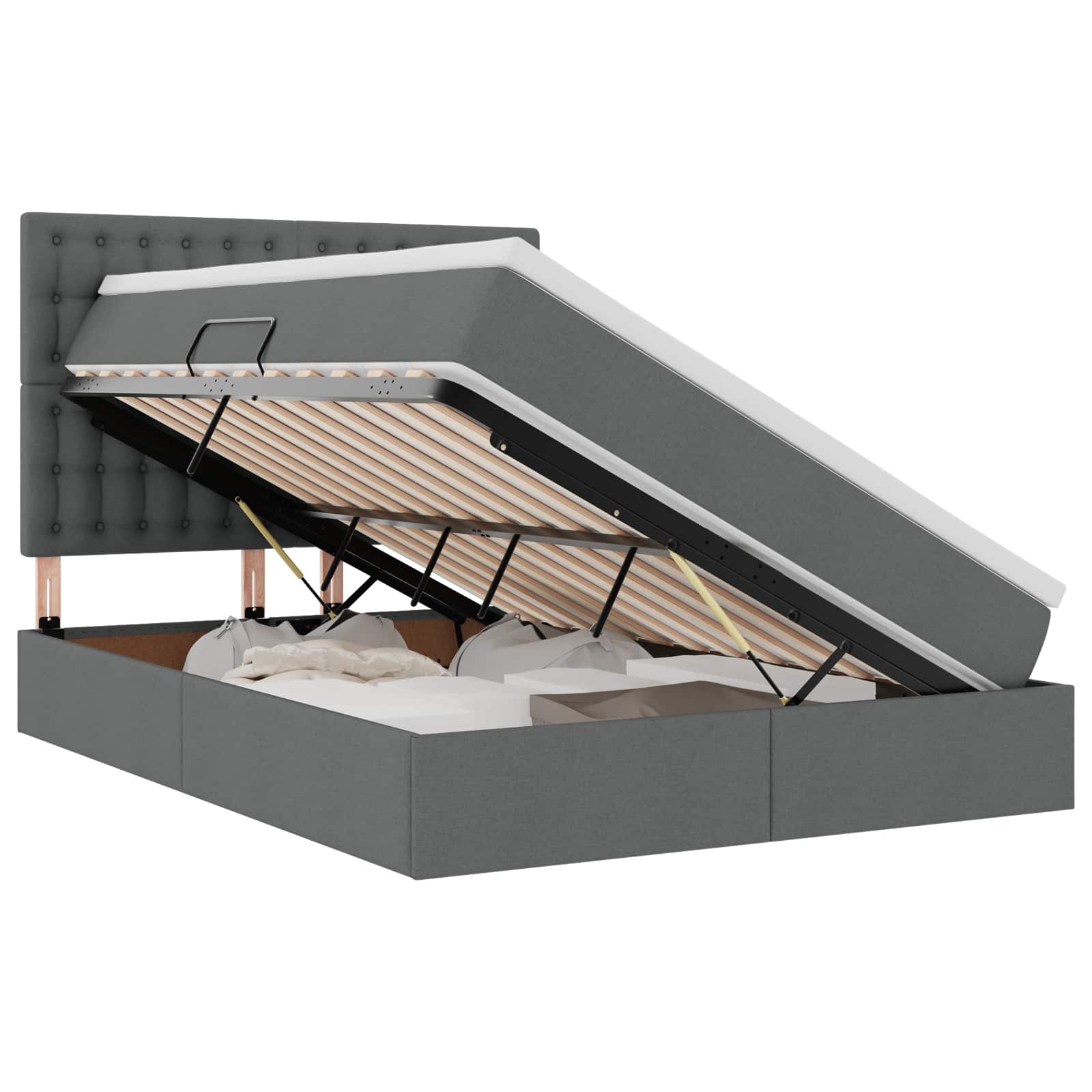 Opslag bed met matras Donkergrijs 140 x 190 cm Polyester is nu te koop bij PeponiXL, paradijselijk wonen!