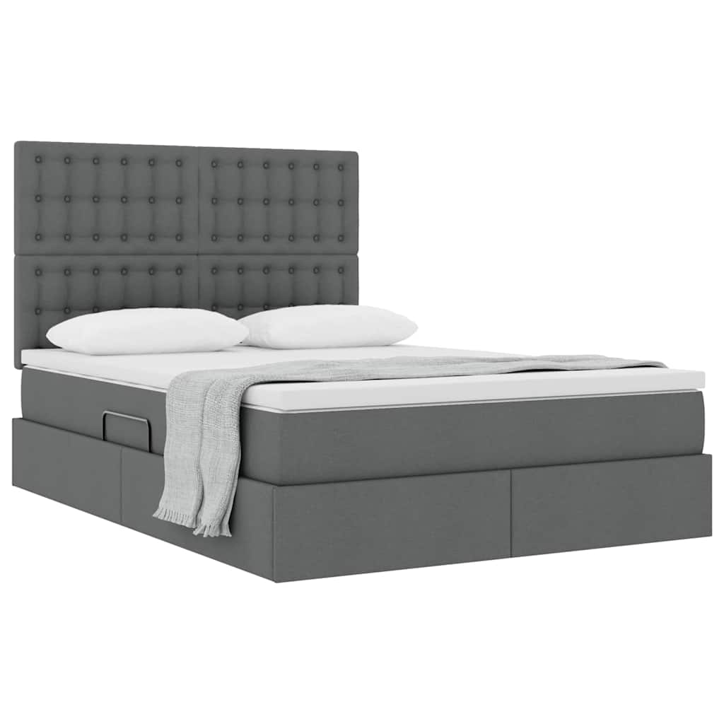 Opslag bed met matras Donkergrijs 140 x 190 cm Polyester is nu te koop bij PeponiXL, paradijselijk wonen!
