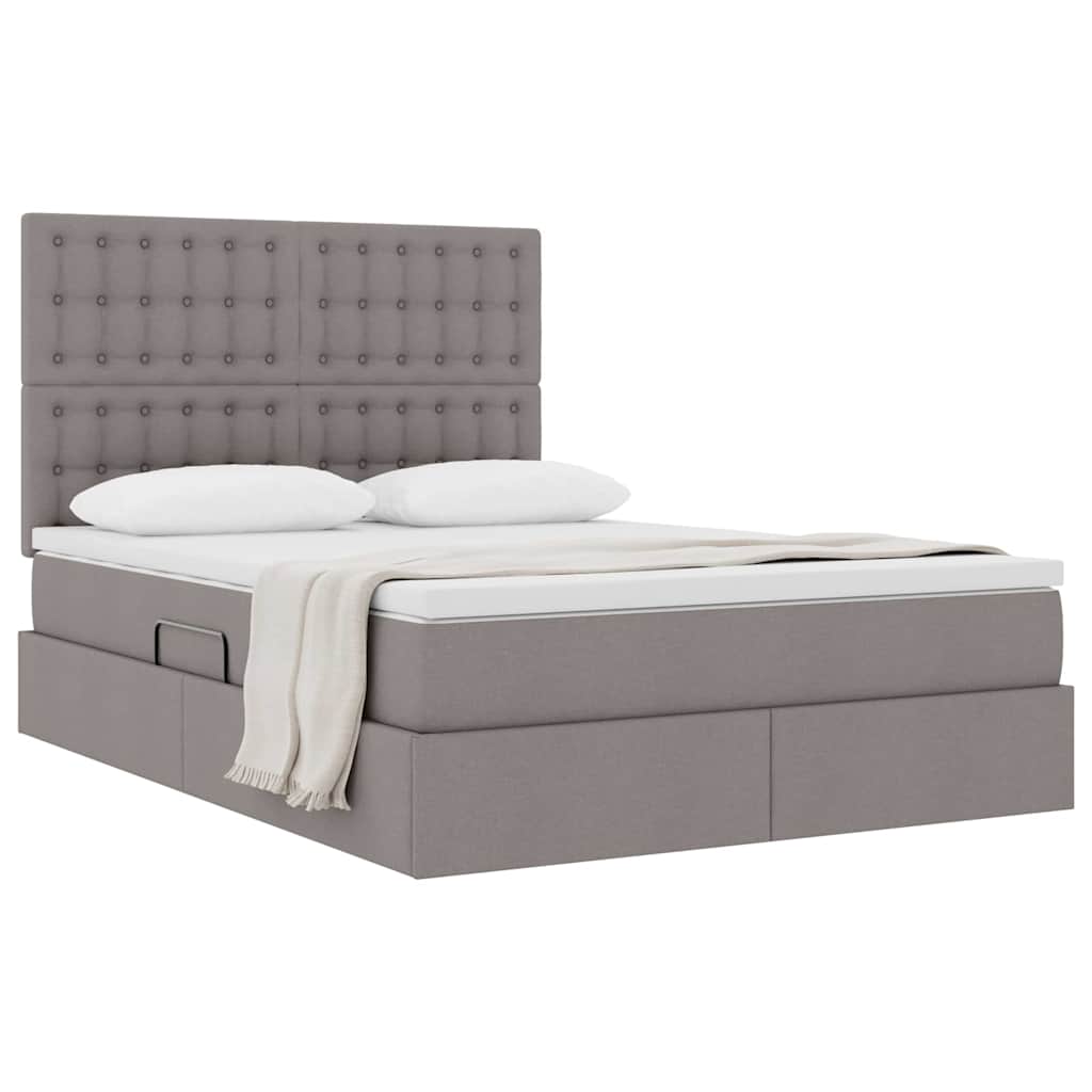 Opslag bed met matras met matras Taupe 140 x 190 cm Polyester is nu te koop bij PeponiXL, paradijselijk wonen!