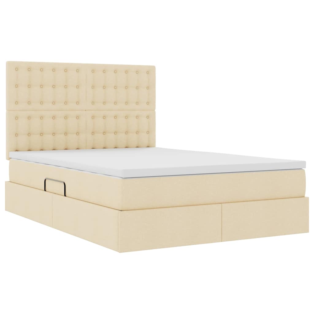 Opslag bed met matras met matras Crème 140 x 190 cm Polyester is nu te koop bij PeponiXL, paradijselijk wonen!