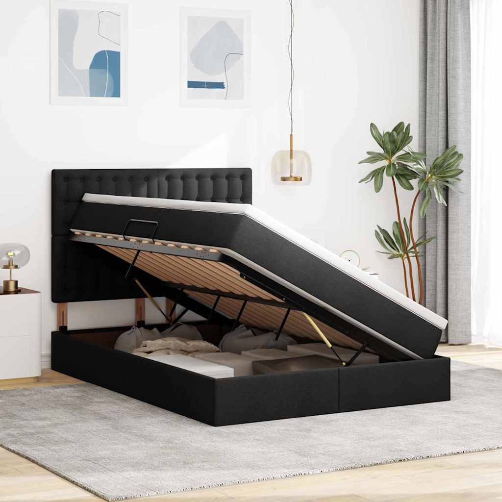 Opslag bed met matras met matras Zwart 140 x 200 cm Polyester is nu te koop bij PeponiXL, paradijselijk wonen!