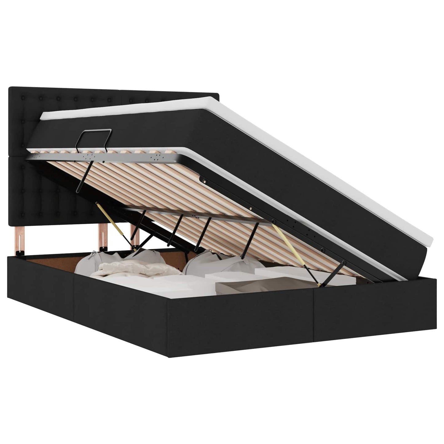 Opslag bed met matras met matras Zwart 140 x 200 cm Polyester is nu te koop bij PeponiXL, paradijselijk wonen!