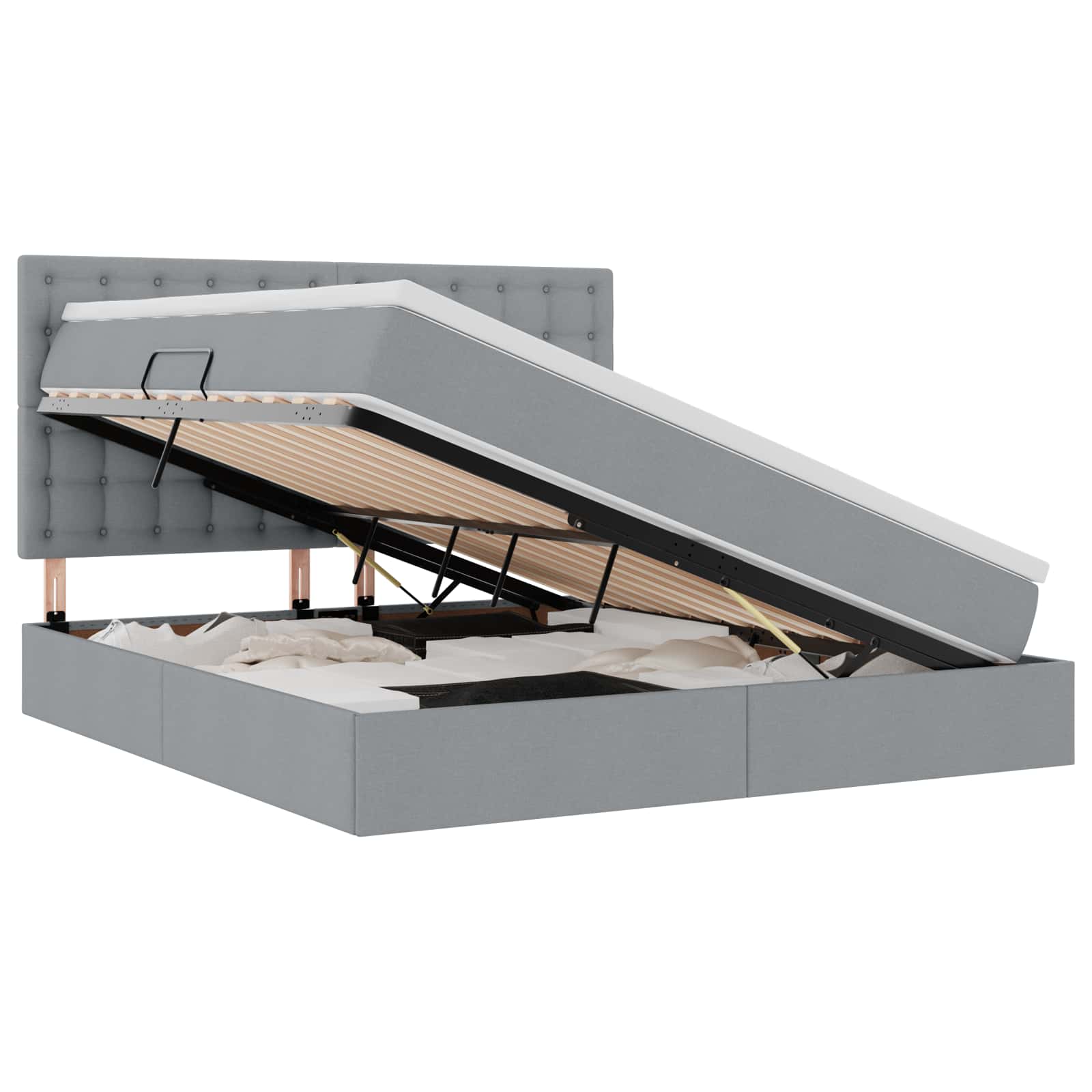 Opslag bed met matras Lichtgrijs 160 x 200 cm Polyester is nu te koop bij PeponiXL, paradijselijk wonen!