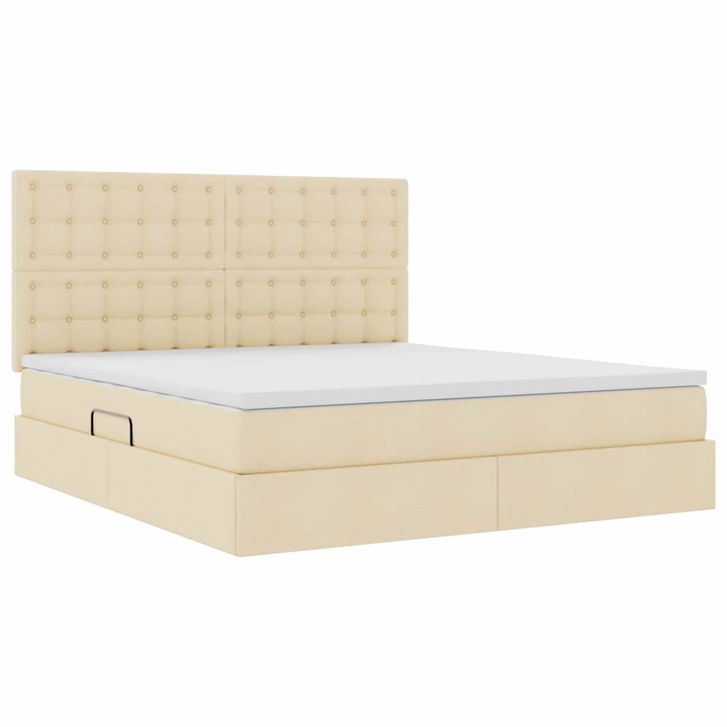 Opslag bed met matras met matras Crème 160 x 200 cm Polyester is nu te koop bij PeponiXL, paradijselijk wonen!