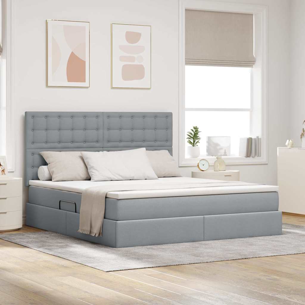 Opslag bed met matras Lichtgrijs 180 x 200 cm Polyester is nu te koop bij PeponiXL, paradijselijk wonen!