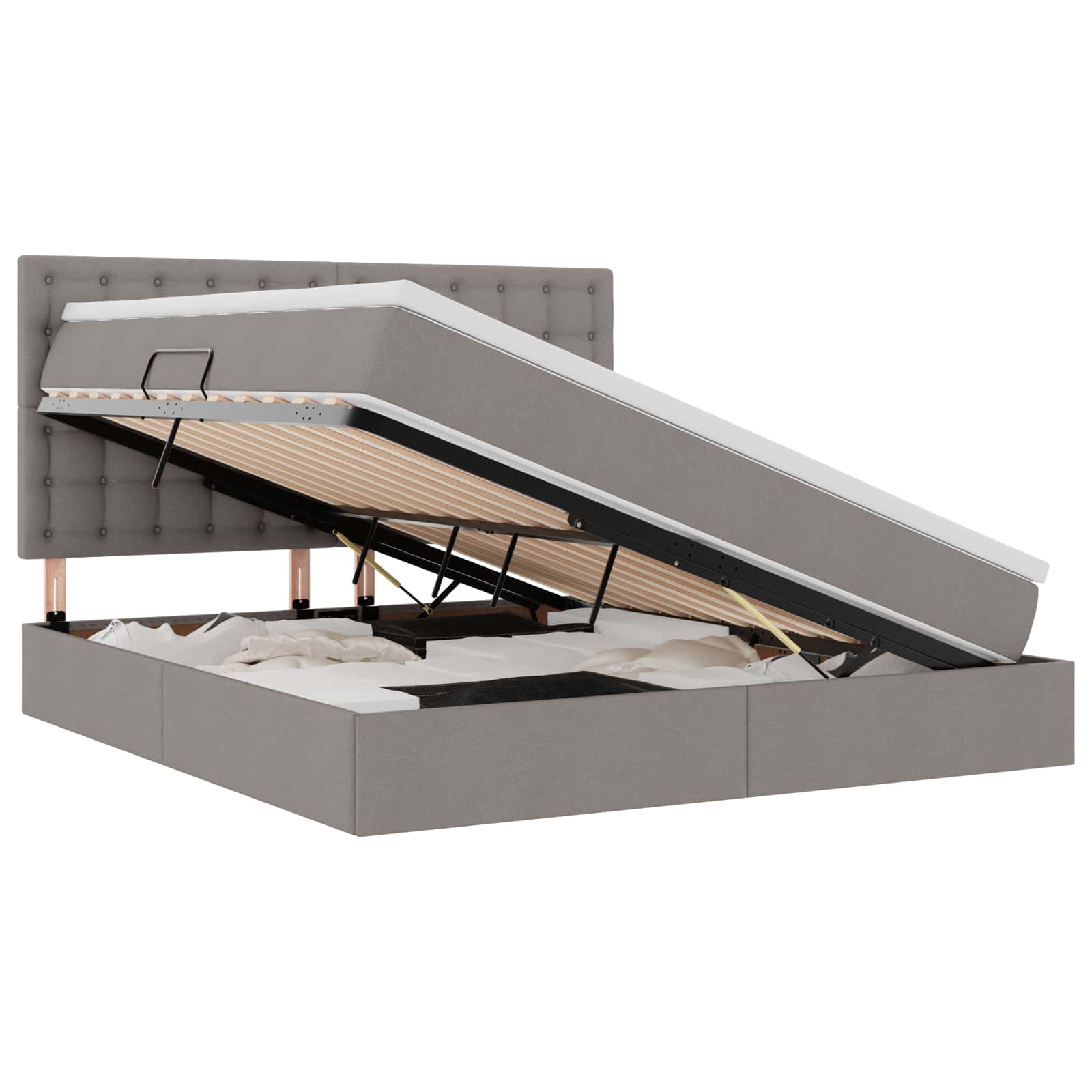 Opslag bed met matras met matras Taupe 180 x 200 cm Polyester is nu te koop bij PeponiXL, paradijselijk wonen!