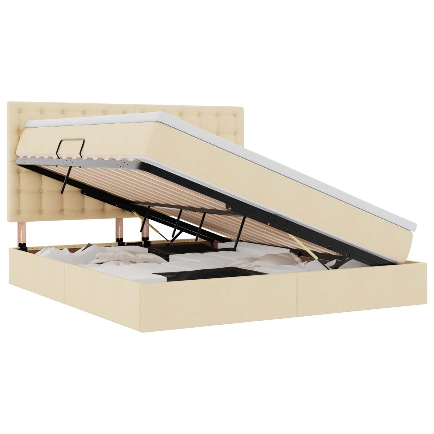 Opslag bed met matras met matras Crème 180 x 200 cm Polyester is nu te koop bij PeponiXL, paradijselijk wonen!