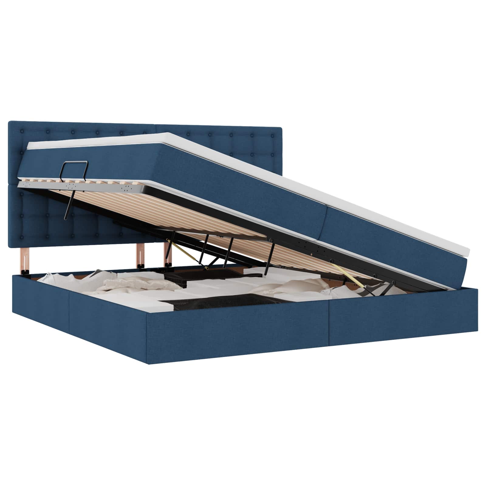 Opslag bed met matras met matras Blauw 200 x 200 cm Polyester is nu te koop bij PeponiXL, paradijselijk wonen!