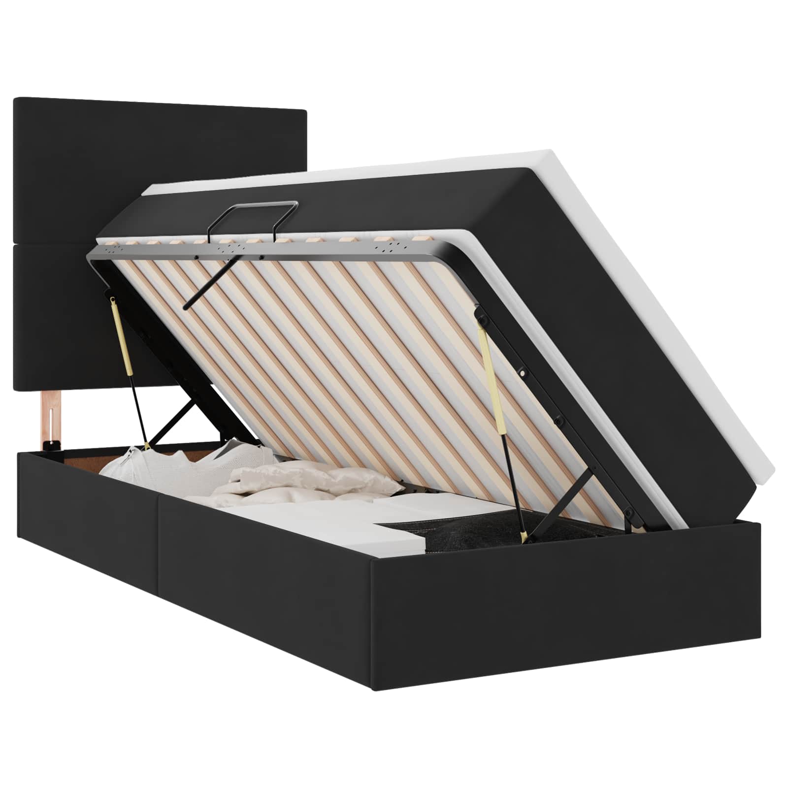 Opslag bed met matras met matras Zwart 90 x 190 cm Fluweel is nu te koop bij PeponiXL, paradijselijk wonen!