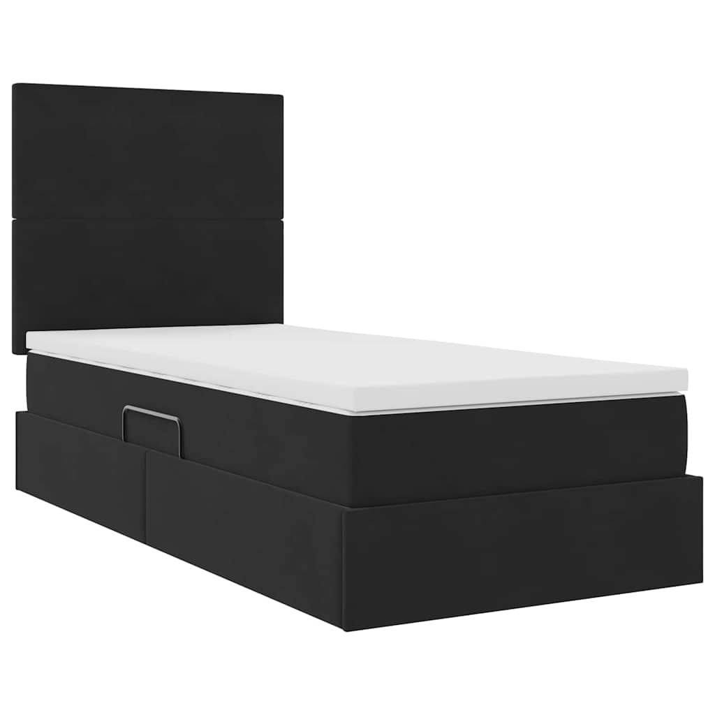 Opslag bed met matras met matras Zwart 90 x 190 cm Fluweel is nu te koop bij PeponiXL, paradijselijk wonen!