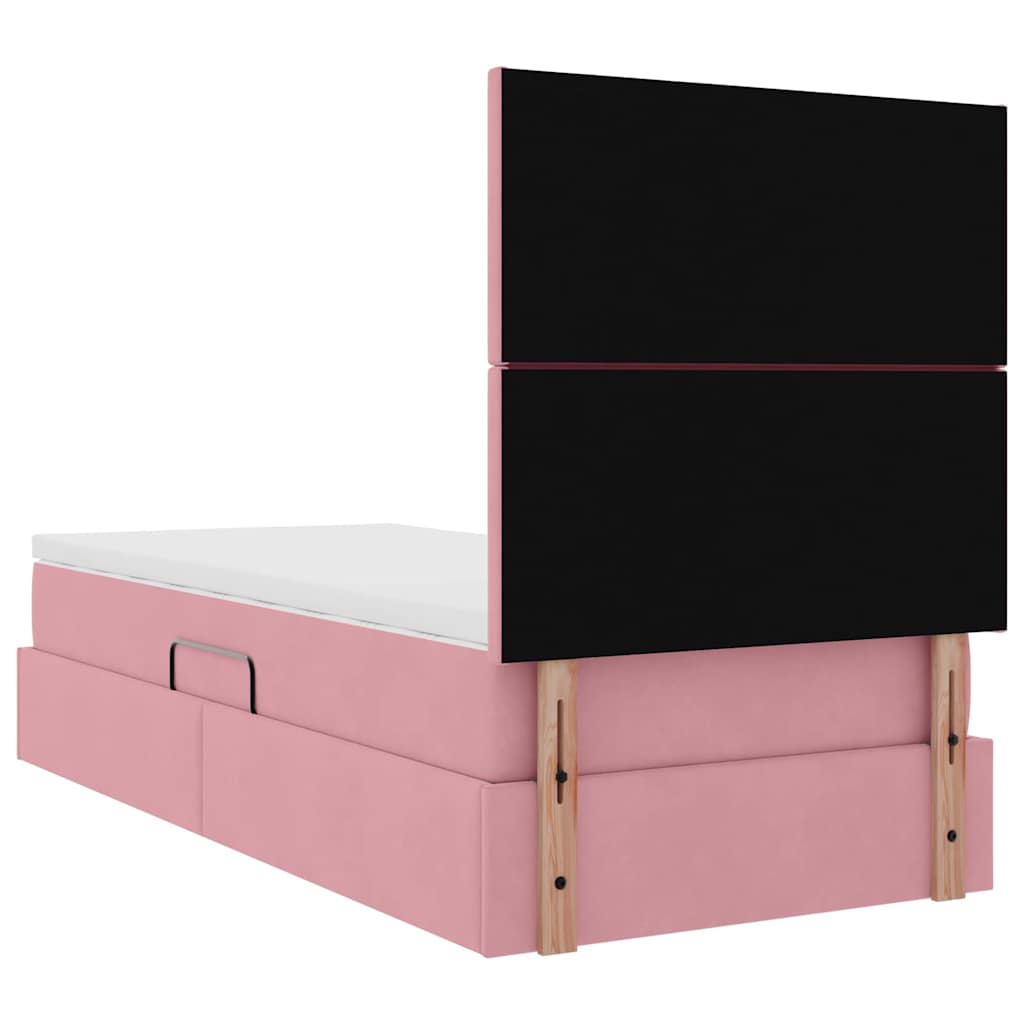 Opslag bed met matras met matras Roze 90 x 190 cm Fluweel is nu te koop bij PeponiXL, paradijselijk wonen!