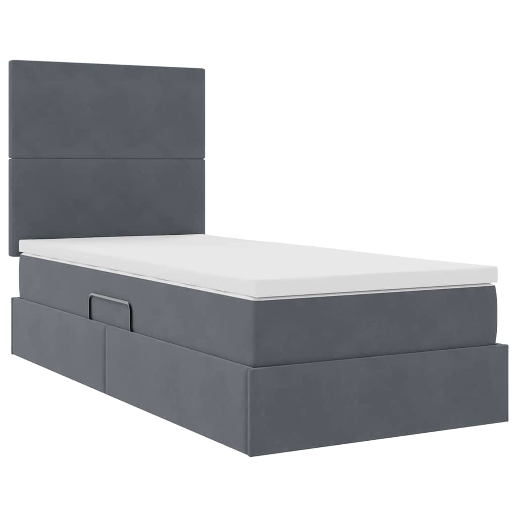Opslag bed met matras Donkergrijs 90 x 200 cm Fluweel is nu te koop bij PeponiXL, paradijselijk wonen!