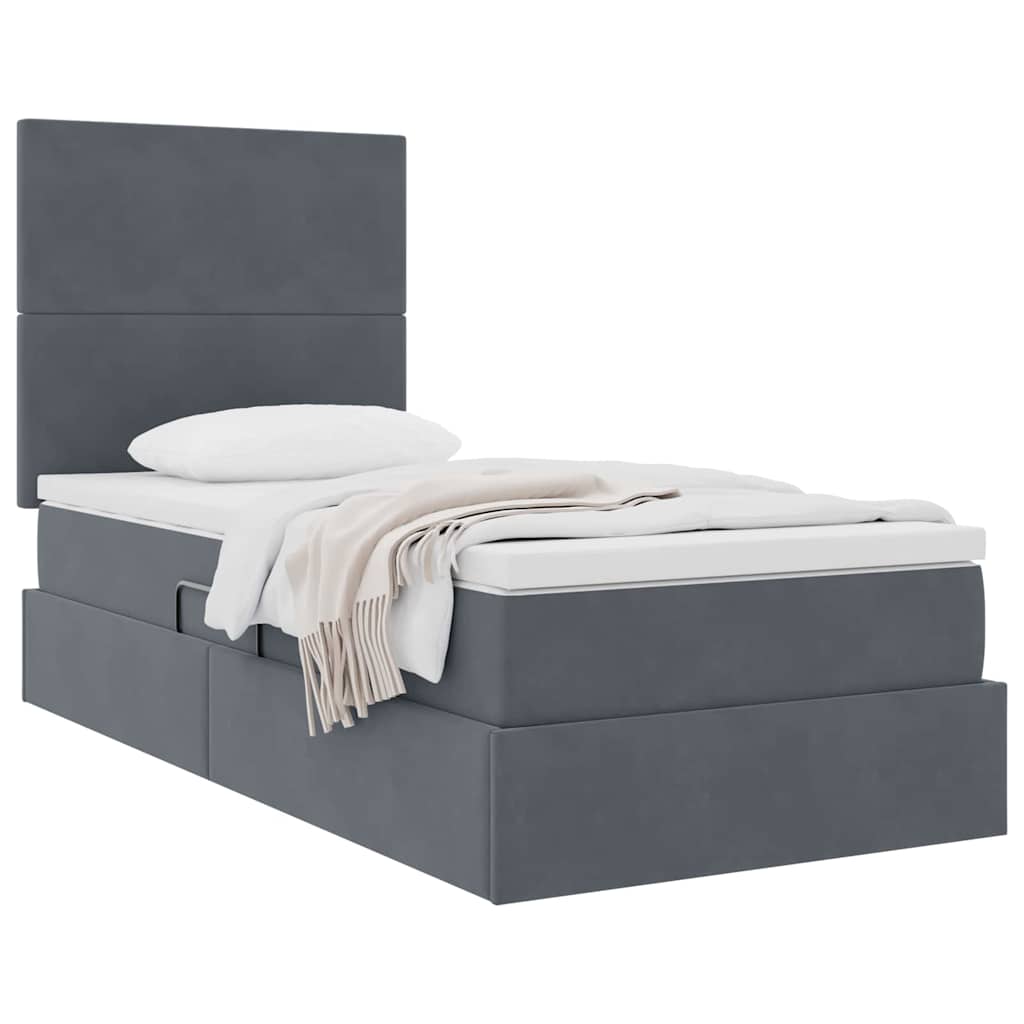 Opslag bed met matras Donkergrijs 90 x 200 cm Fluweel is nu te koop bij PeponiXL, paradijselijk wonen!