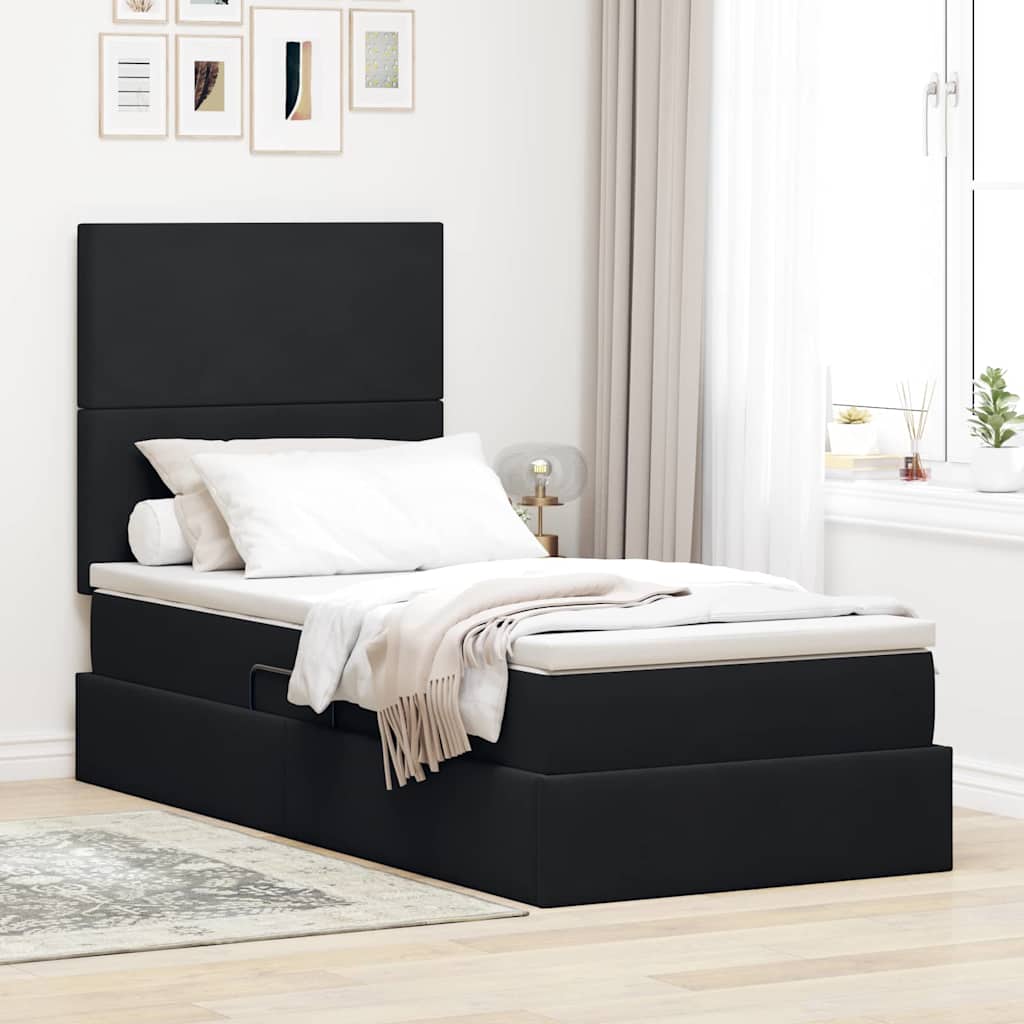 Opslag bed met matras met hoofdeinde Zwart 90 x 200 cm Fluweel is nu te koop bij PeponiXL, paradijselijk wonen!