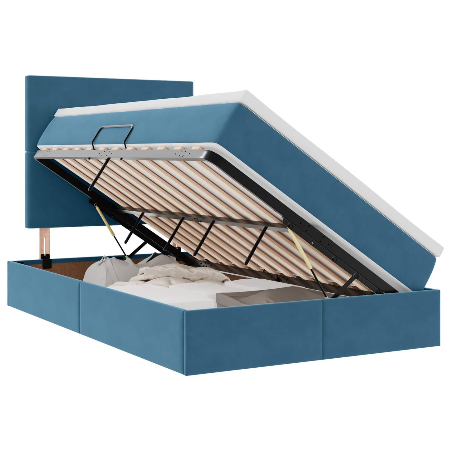 Opslag bed met matras met matras Blauw 120 x 190 cm Fluweel is nu te koop bij PeponiXL, paradijselijk wonen!
