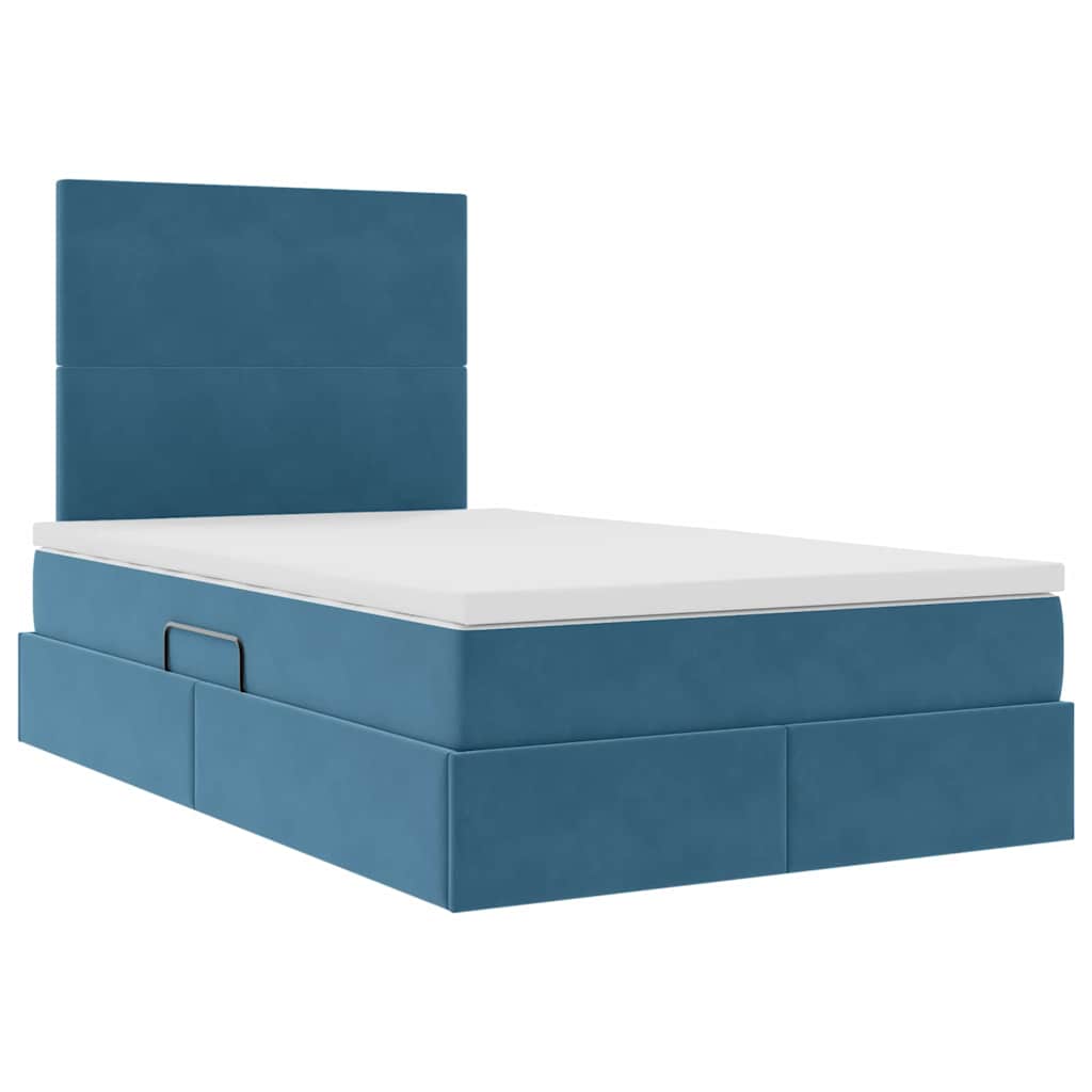 Opslag bed met matras met matras Blauw 120 x 190 cm Fluweel is nu te koop bij PeponiXL, paradijselijk wonen!