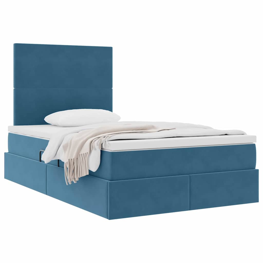 Opslag bed met matras met matras Blauw 120 x 190 cm Fluweel is nu te koop bij PeponiXL, paradijselijk wonen!