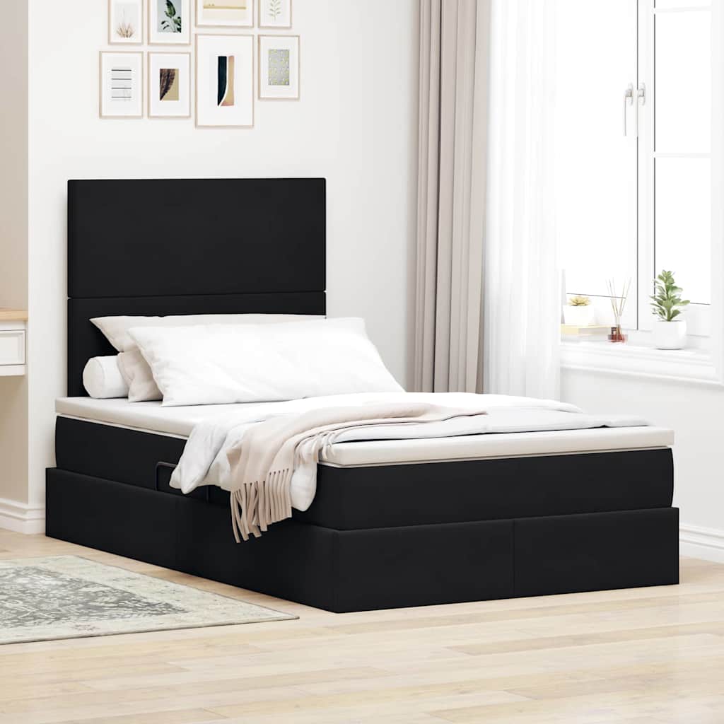 Opslag bed met matras met matras Zwart 120 x 200 cm Fluweel is nu te koop bij PeponiXL, paradijselijk wonen!