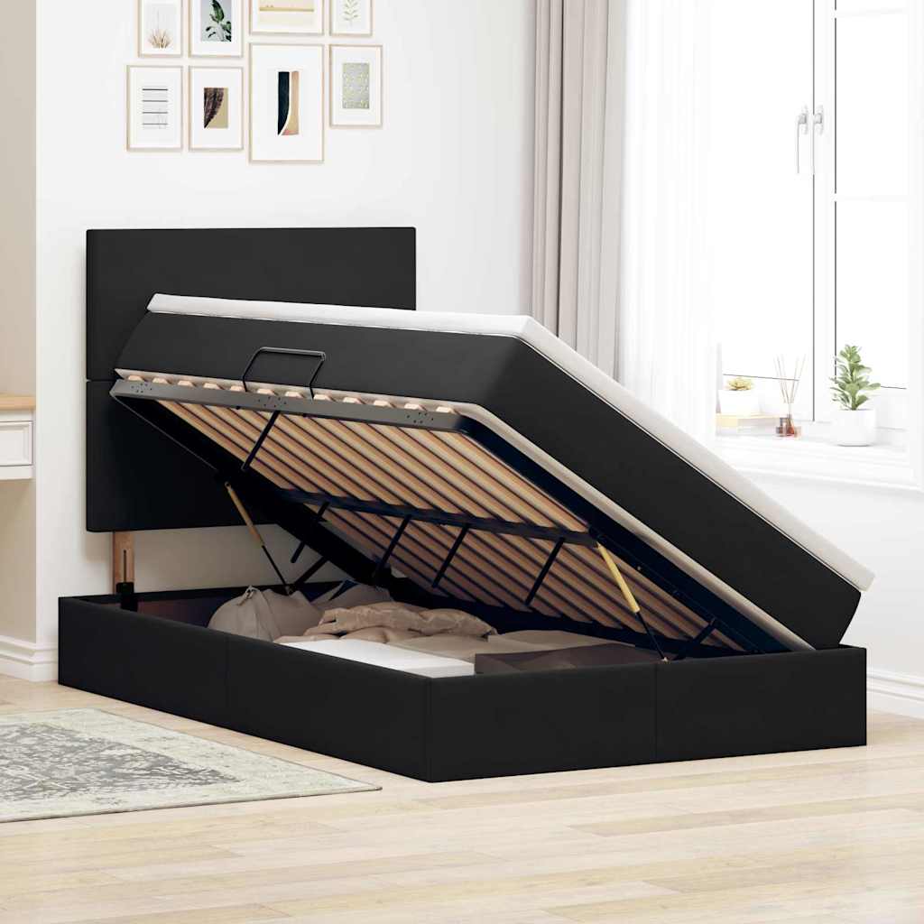 Opslag bed met matras met matras Zwart 120 x 200 cm Fluweel is nu te koop bij PeponiXL, paradijselijk wonen!